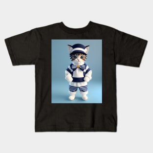 Sailor Cat - Modern digital art Kids T-Shirt